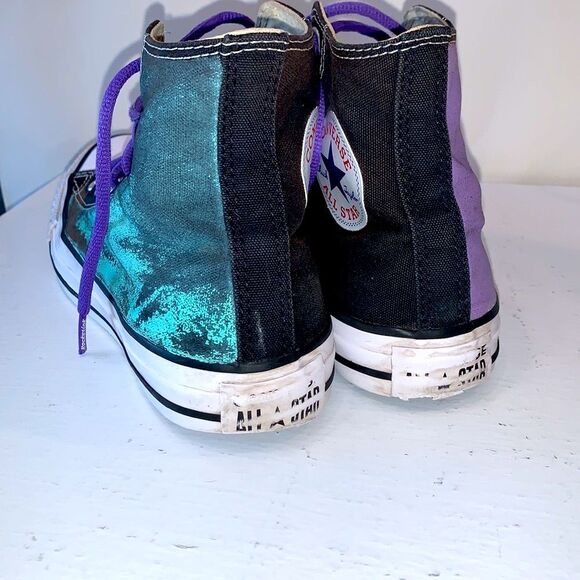 Converse Chuck Taylor All Star | High Top Sneaker Black Purple Teal Custom - Picture 4 of 11